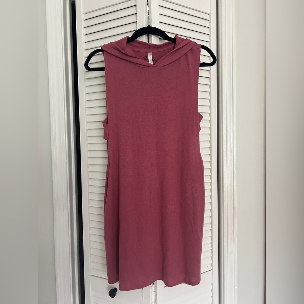 RVCA Sunday Sleeveless Pink Hoodie Cover Up Dress
